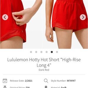 lululemon HOTTY HOT Women's High-Rise Shorts - Dark Red